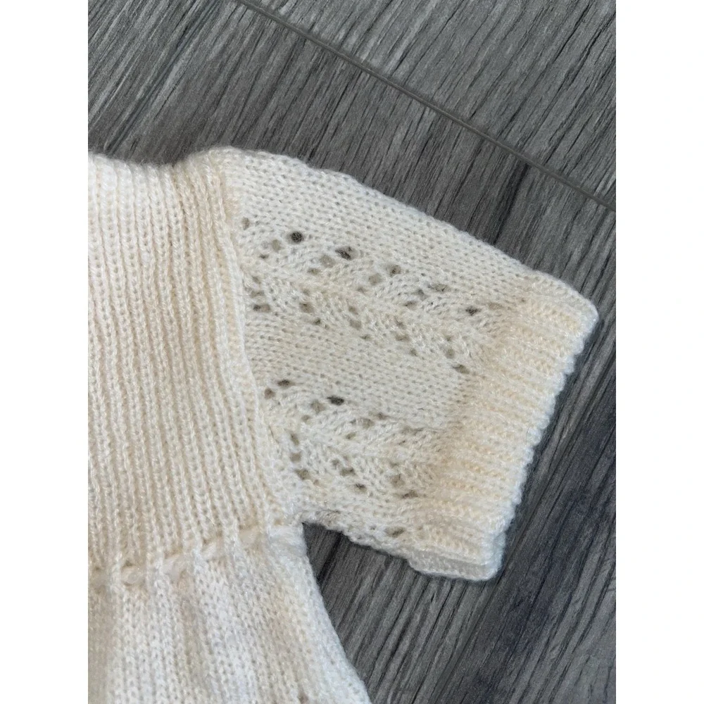 Vintage Neiman Marcus Made In Spain Knit/crochet Baby Dress, Sweater & Bonnet‎